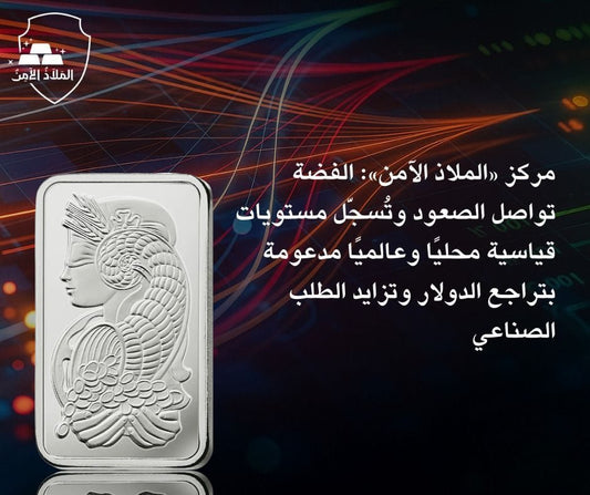 مركز «الملاذ الآمن»: الفضة تواصل الصعود وتُسجّل مستويات قياسية محليًا وعالميًا مدعومة بتراجع الدولار وتزايد الطلب الصناعي