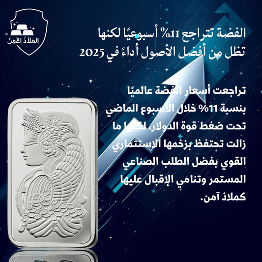 «الملاذ الآمن»: الفضة تتراجع 11% أسبوعيًا بعد صعود تاريخي وسط ضبابية قرارات الفيدرالي الأمريكي