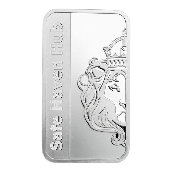 Silver bar with 'Safe Haven Hub'