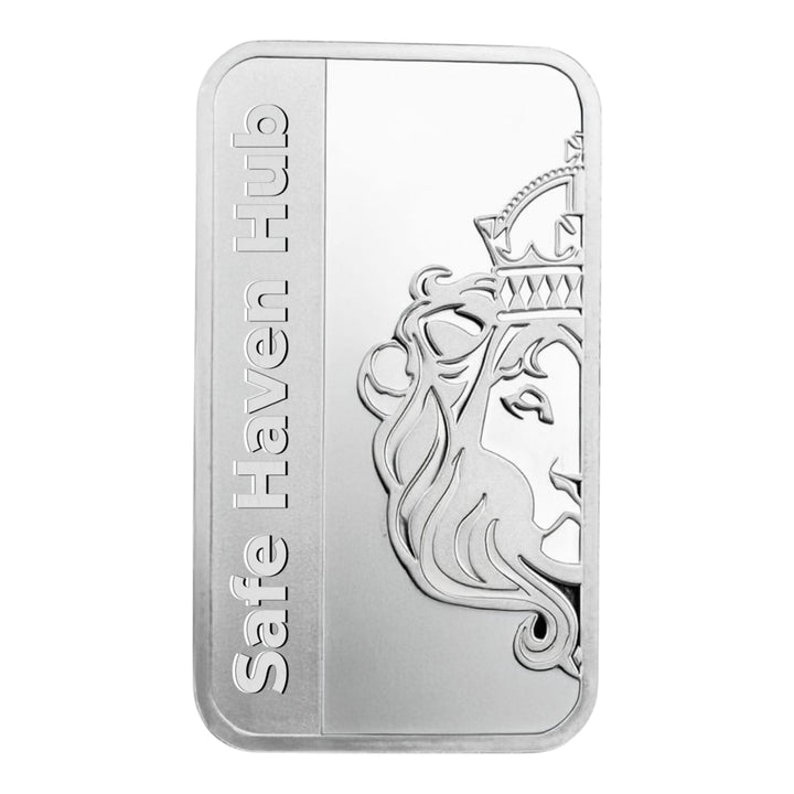 Silver bar with 'Safe Haven Hub'